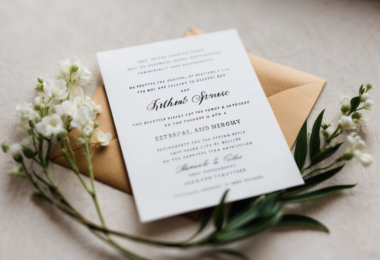 A wedding invitation addressed to one spouse, while the other's name is conspicuously absent
