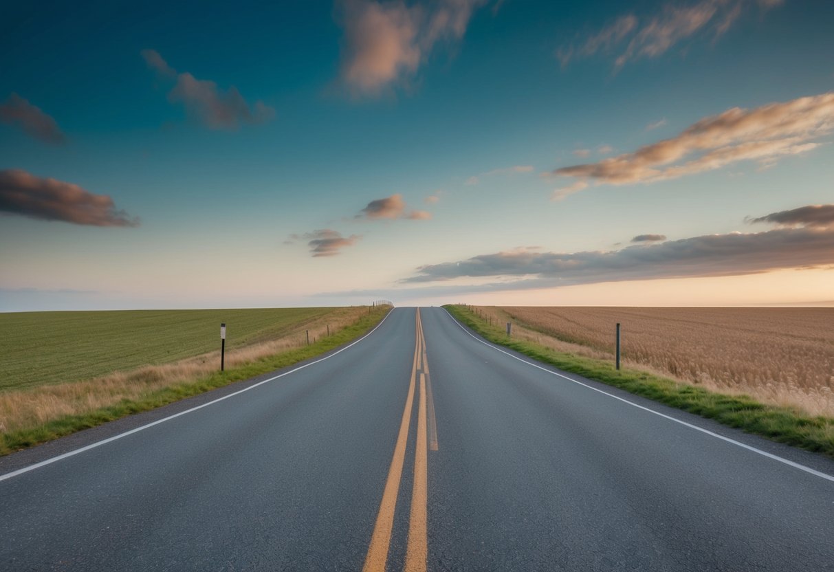 A winding road with a fork, one path leading to a dead end and the other stretching into the distance