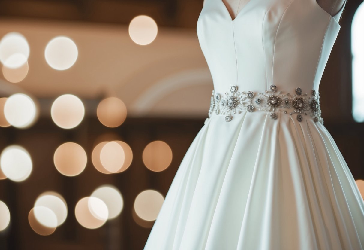 A plain wedding dress adorned with elegant embellishments