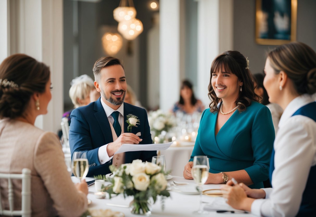 A wedding planner in the UK meets with clients, creates budgets, schedules appointments, and coordinates vendors for the perfect wedding day