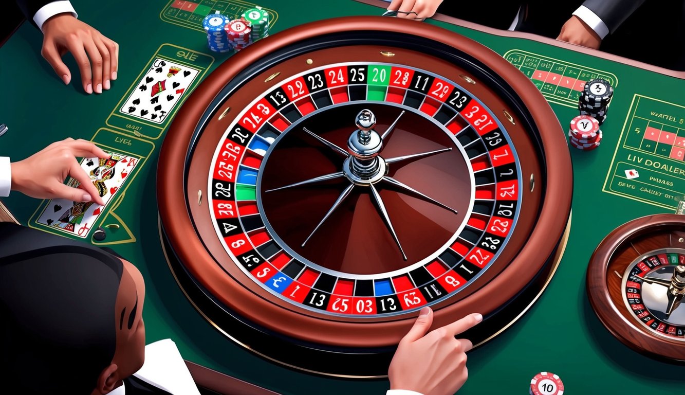 Roda roulette berputar saat dealer langsung berinteraksi dengan pemain online