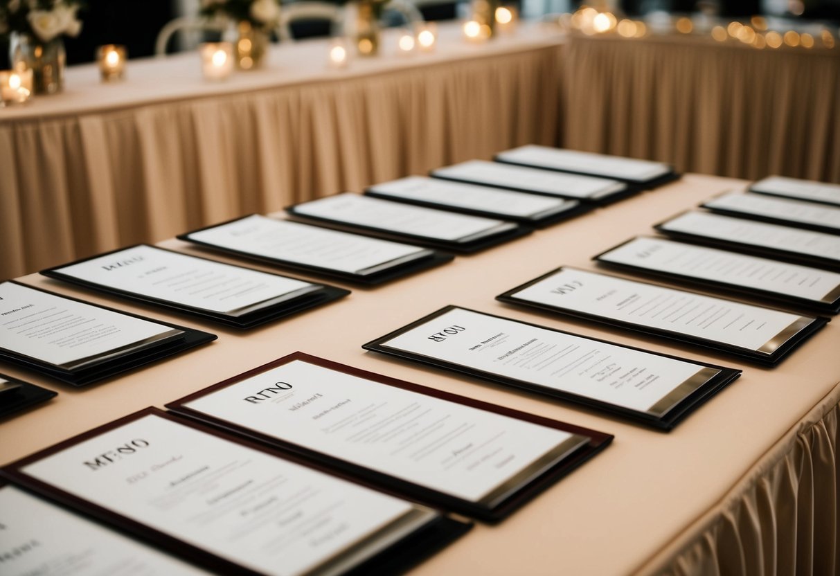 Multiple menus arranged neatly on each reception table