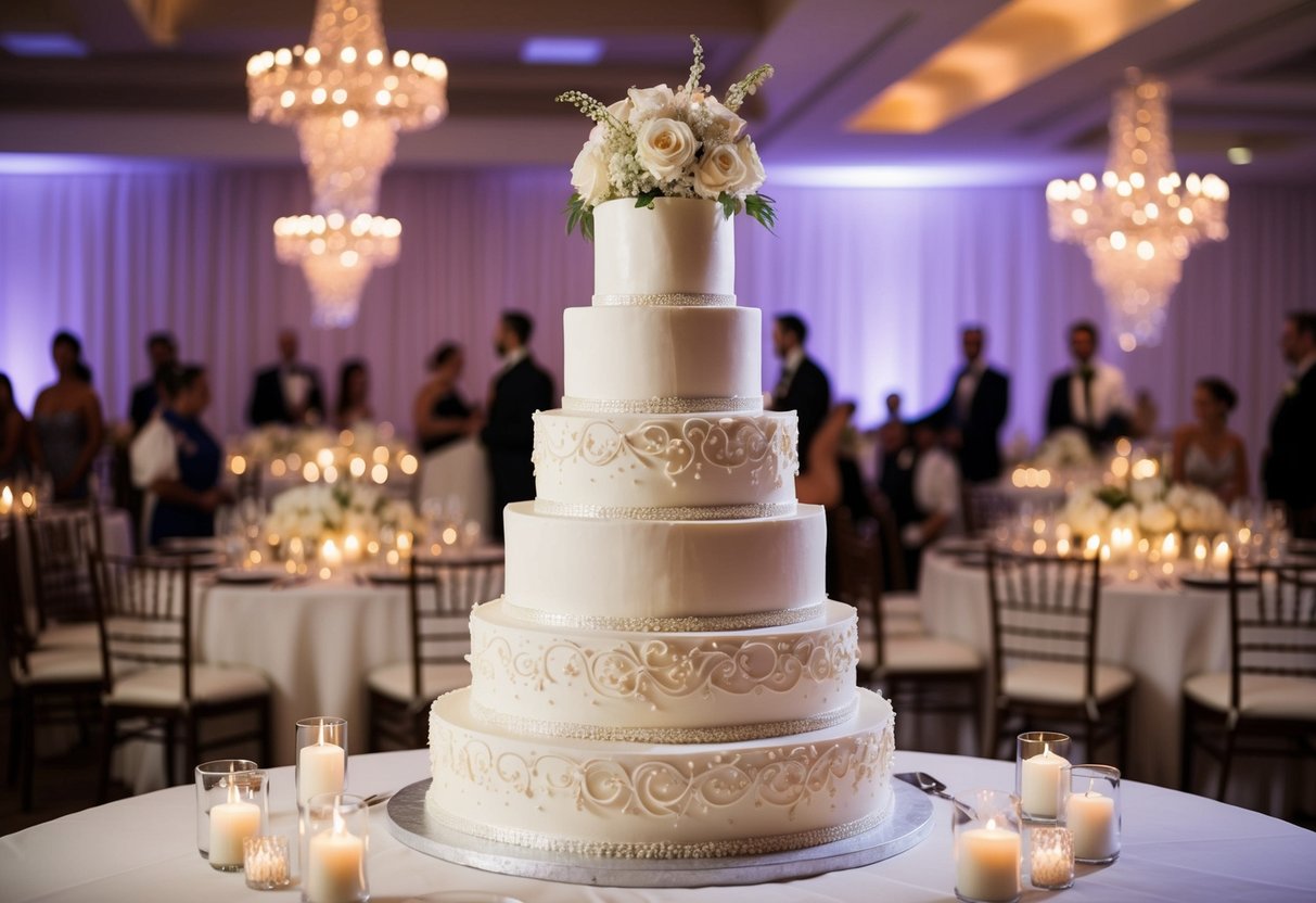 A towering multi-tiered wedding cake for 150 guests