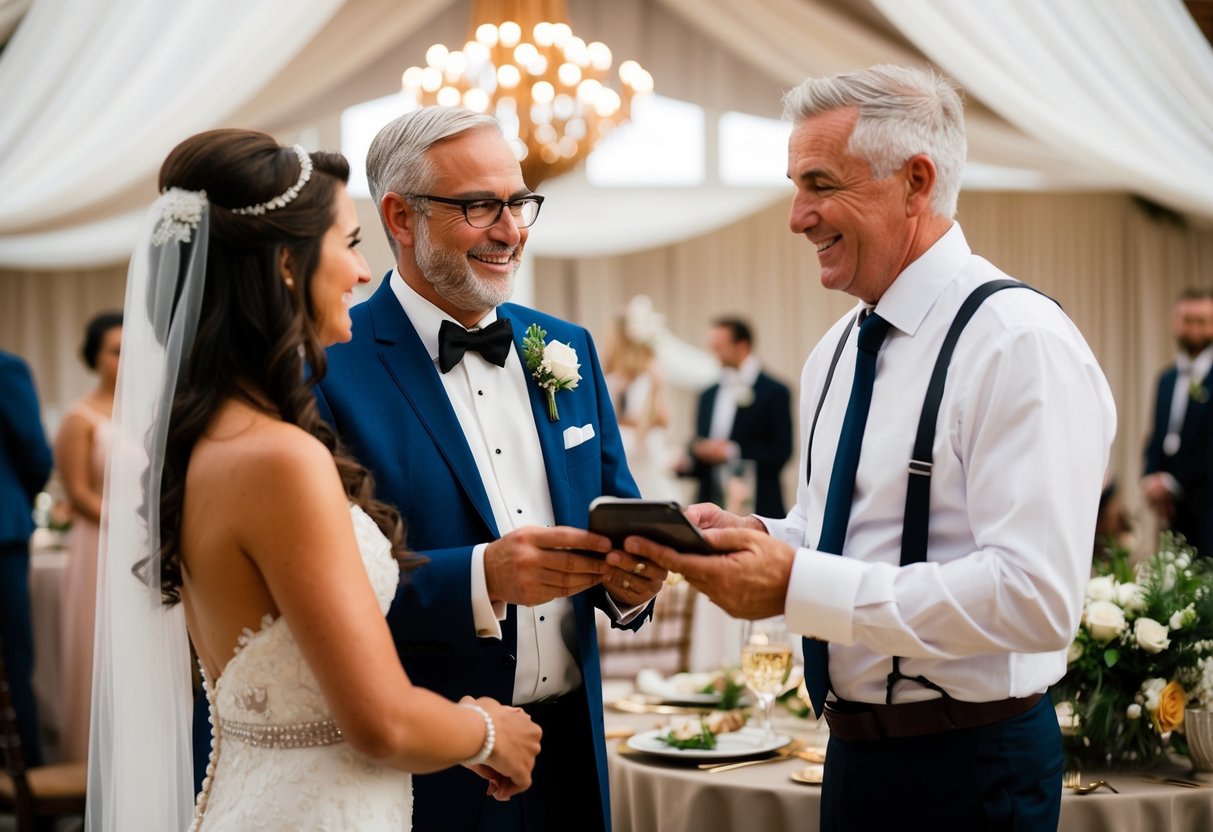 The bride's father pays for the wedding venue, catering, and the bar