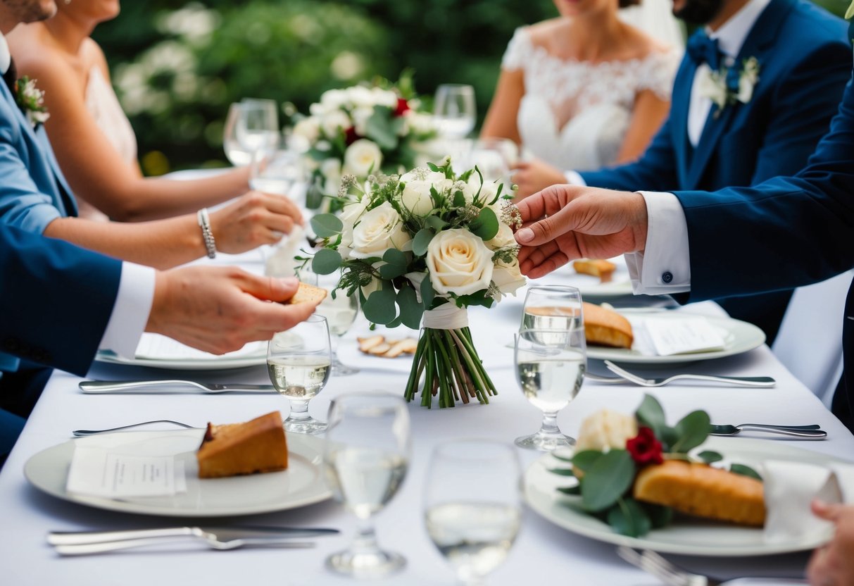 A table with various wedding professionals receiving gratuities