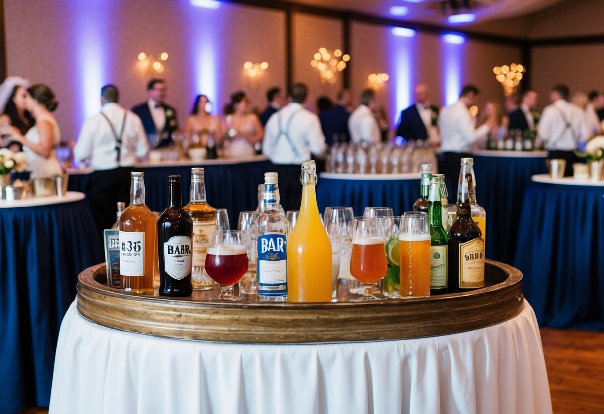 A wedding reception with a variety of bar options, including a cash bar where guests pay for their own drinks