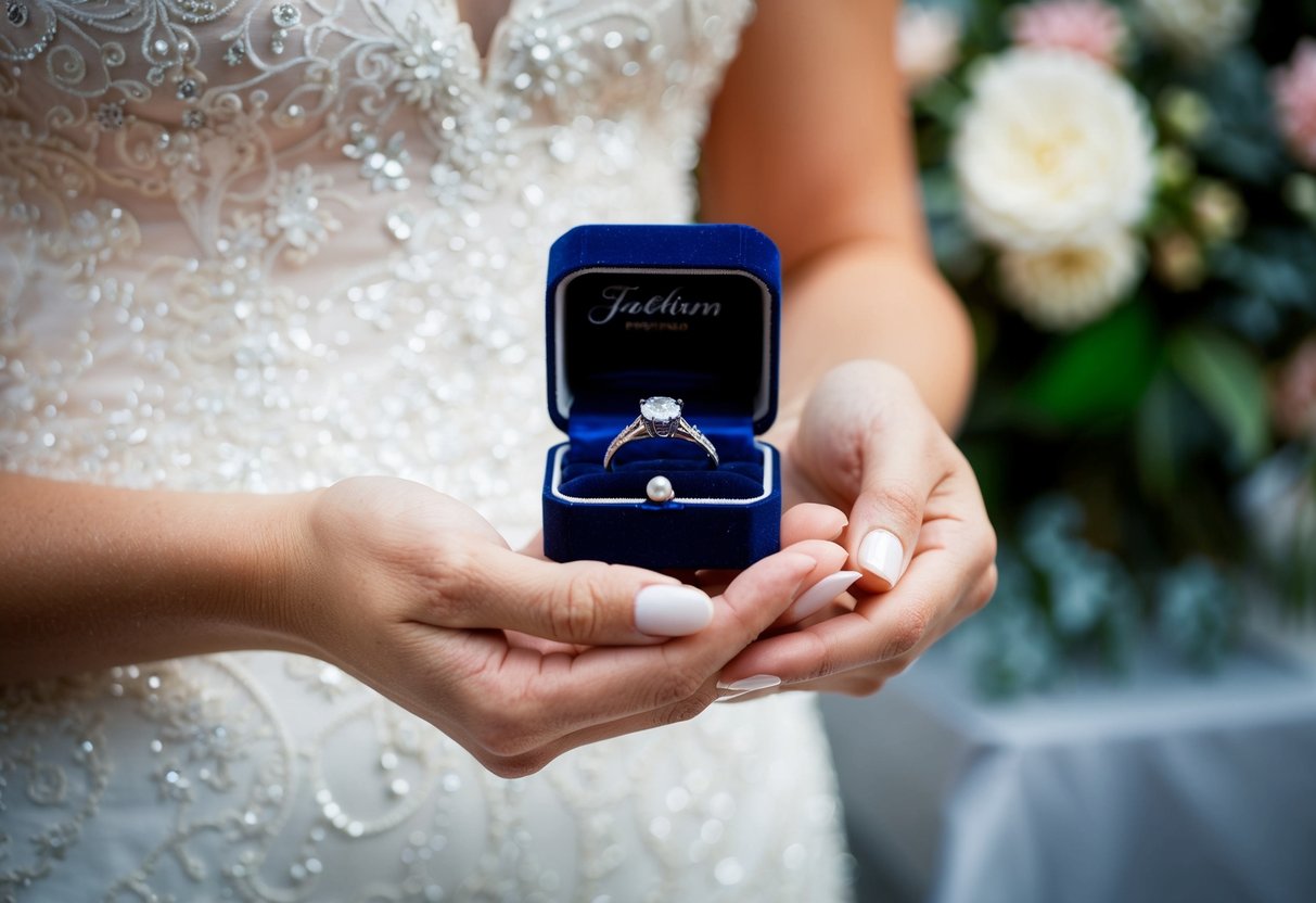 A small box is presented to the bride, containing a sparkling ring