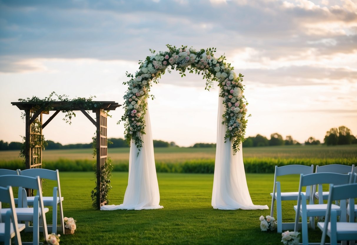A wedding arch stands tall and grand, adorned with flowers and fabric. An arbor is smaller and more open, with a latticed roof and climbing vines