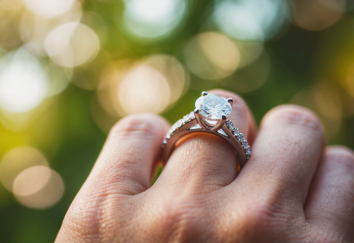 A wedding ring placed on a finger