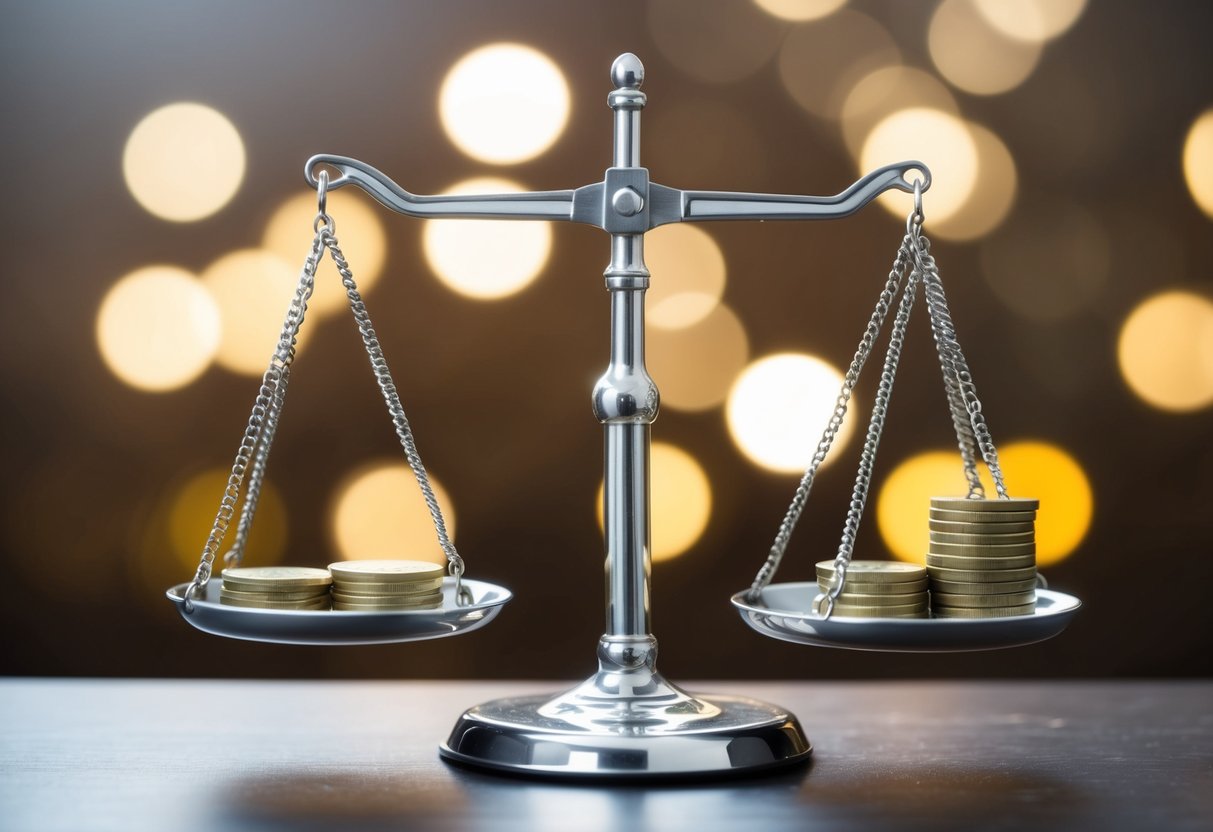 A scale with one side weighed down by heavy coins, while the other side remains empty and unbalanced
