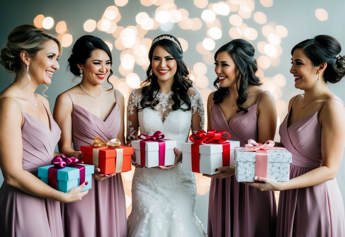 Bridesmaids receive gifts from the bride's family, symbolizing appreciation and shared responsibilities