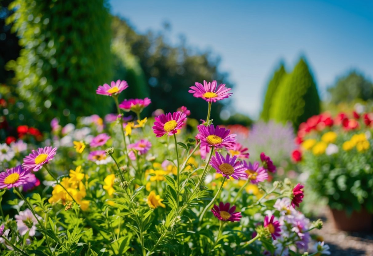 A sunny, flower-filled garden in June 2024