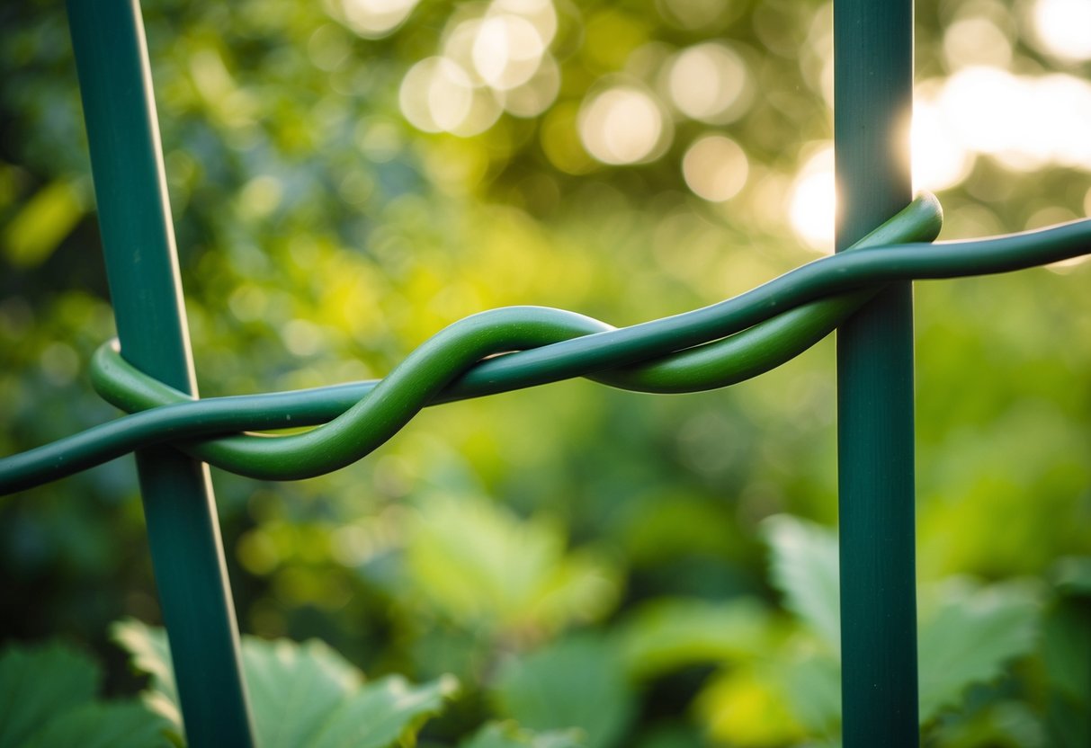 A serene garden setting with two intertwined vines symbolizing deep, meaningful wedding vows
