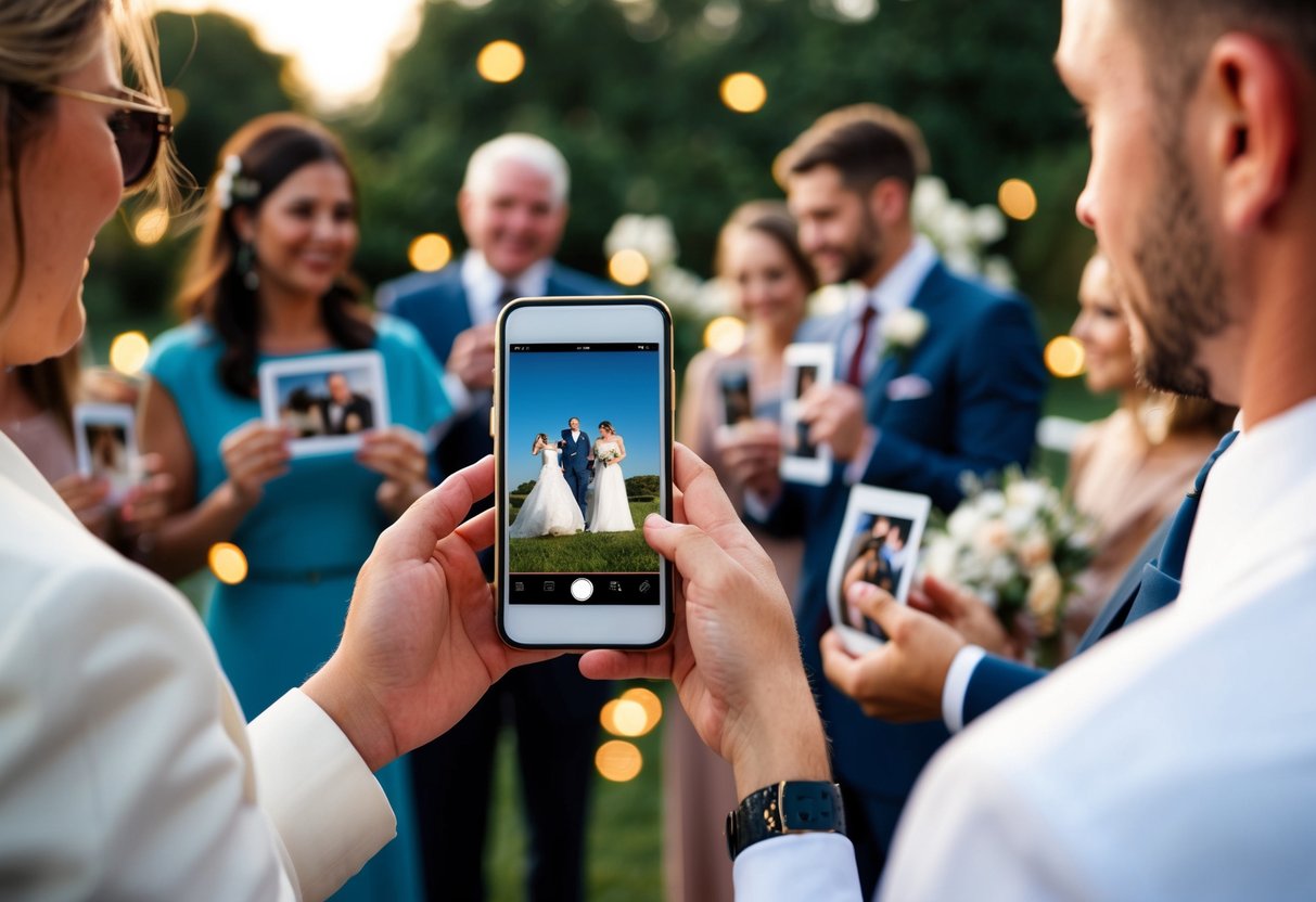 Wedding guests submitting photos via a digital platform