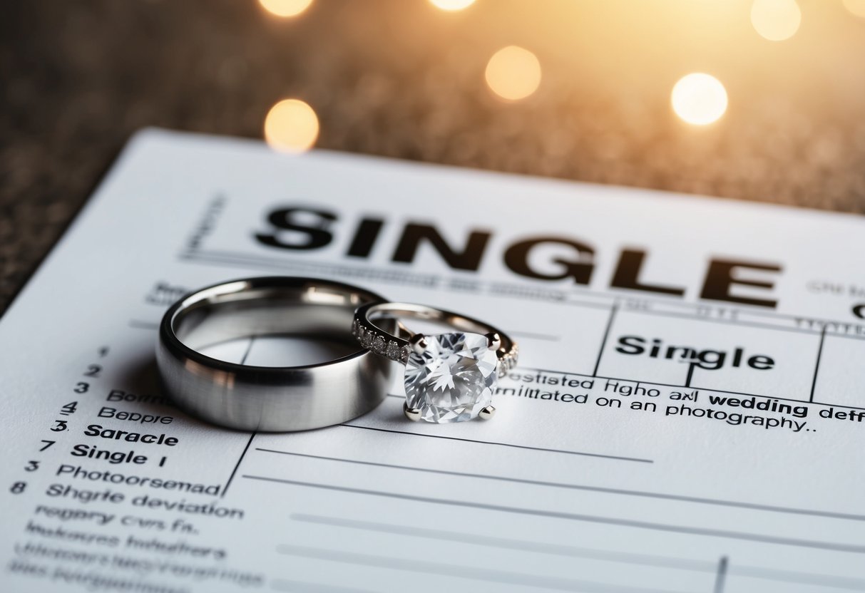 A wedding ring placed next to a tax form marked "single."