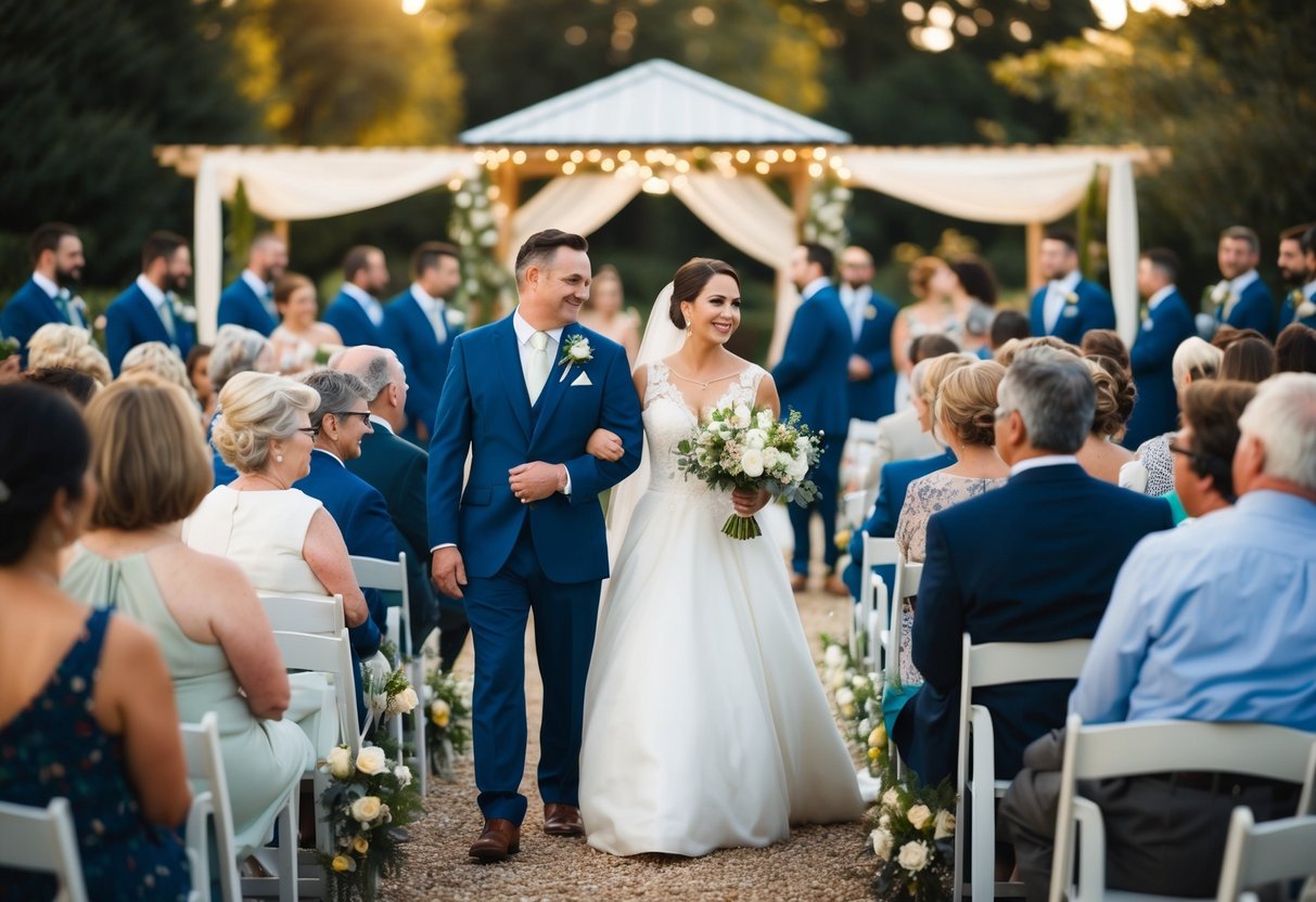 A small wedding features a cozy setting with close-knit guests, while a medium wedding has a slightly larger venue with a more lively and bustling atmosphere