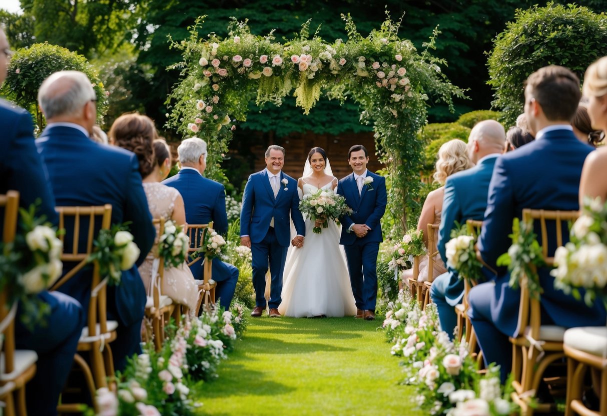 A small, cozy ceremony in a lush garden