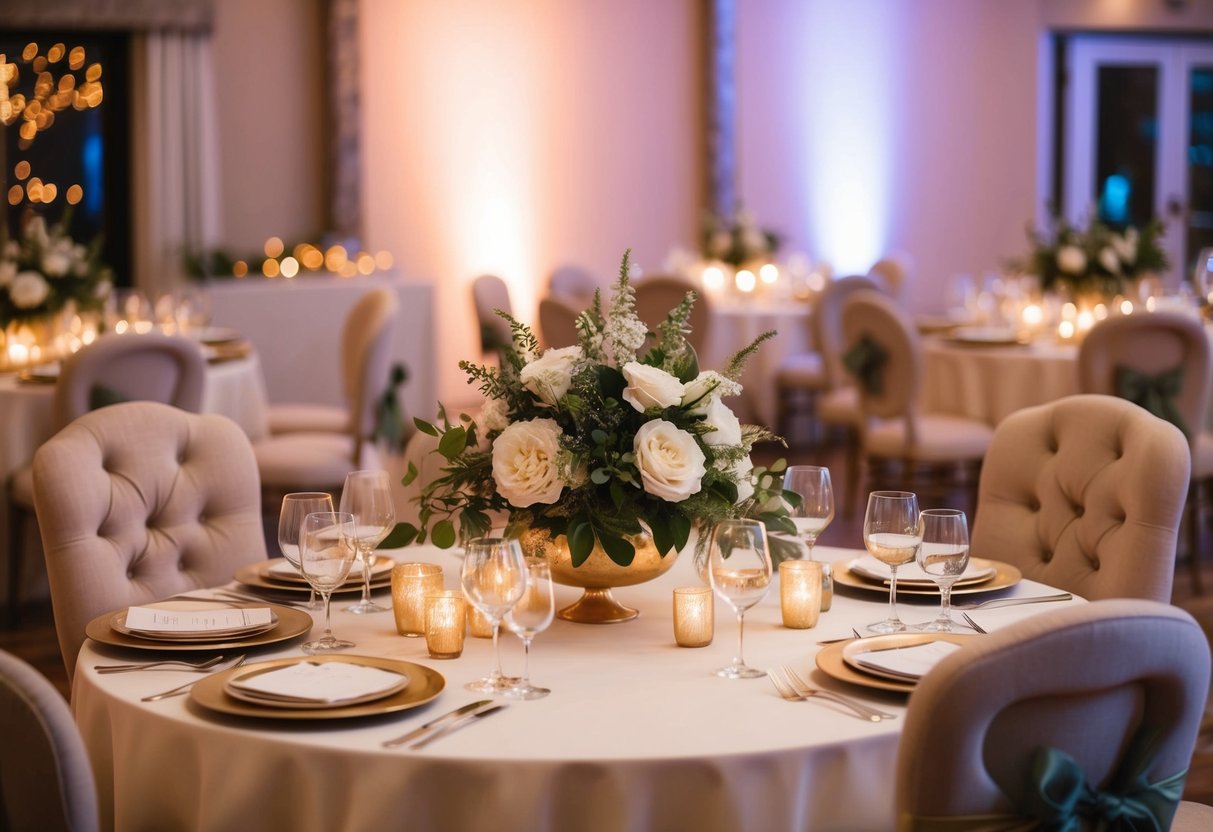 A cozy reception with soft lighting, plush seating, and intimate decor