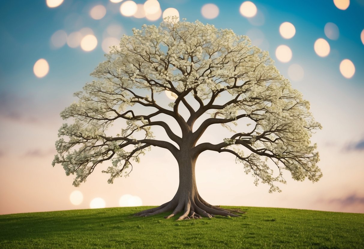 A tree with seven branches, each representing a different level of marriage, from the roots of commitment to the blossoming of lifelong love