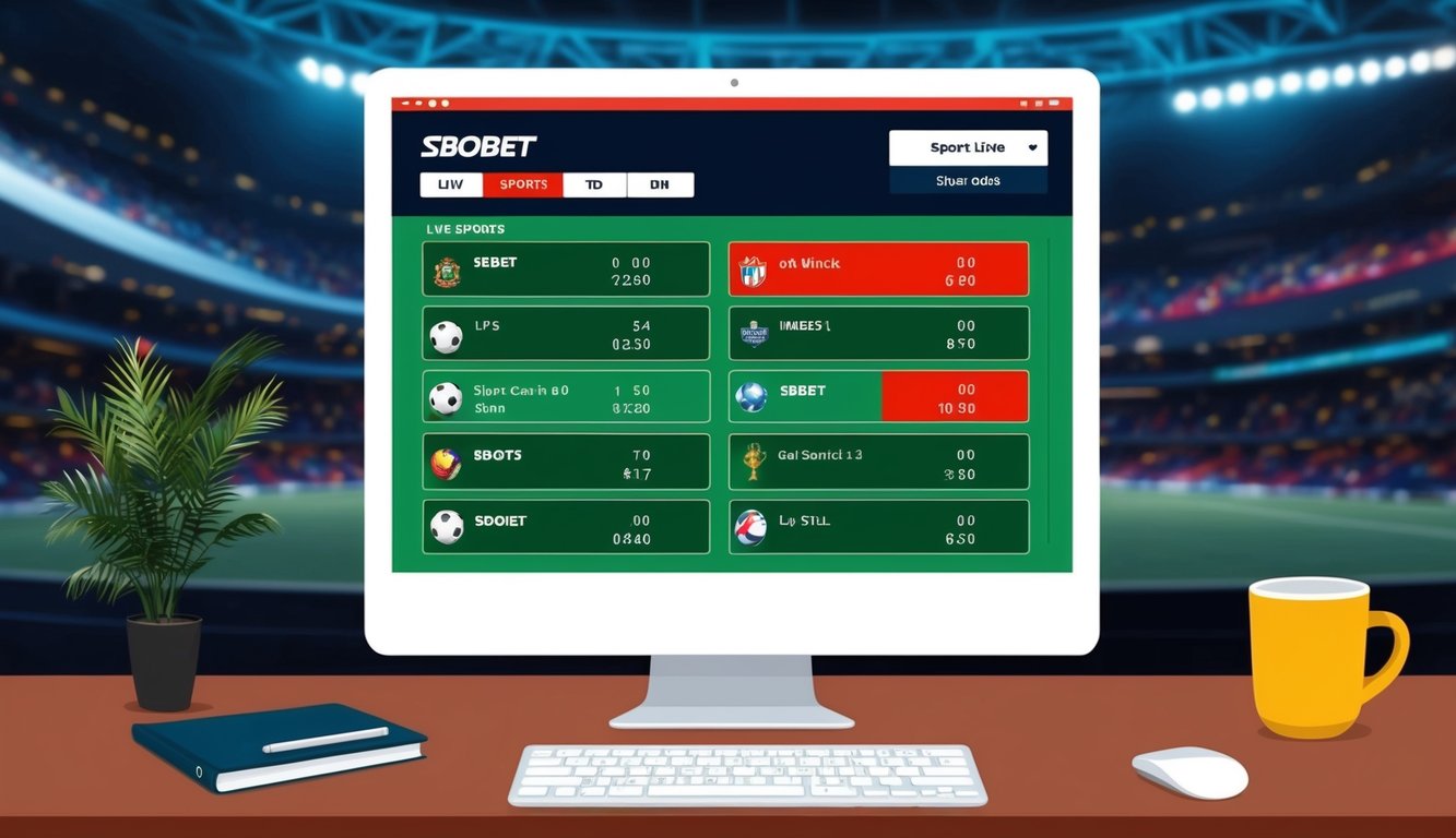 Sebuah layar komputer yang menampilkan peluang olahraga langsung di situs taruhan online Sbobet