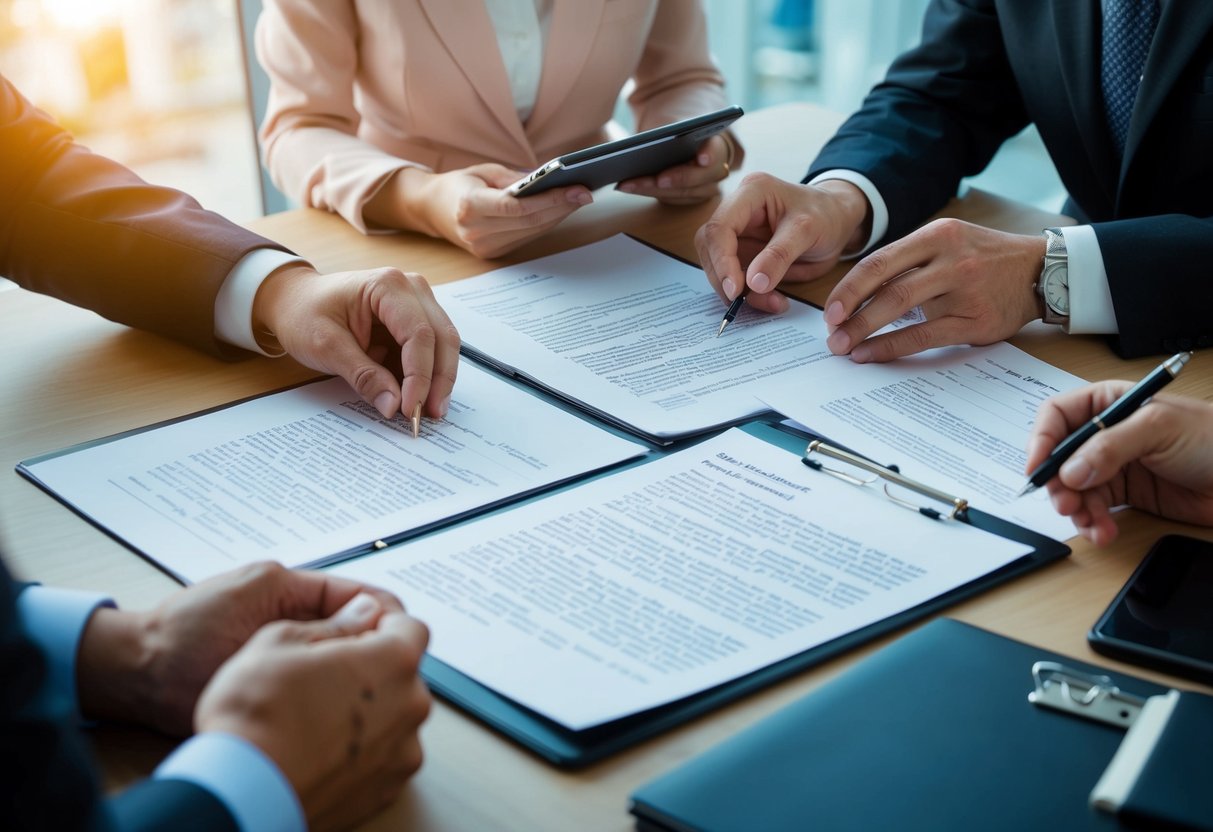 Investigators reviewing marriage documents and photos, comparing backgrounds and interviews. Surveillance of suspected sham couples