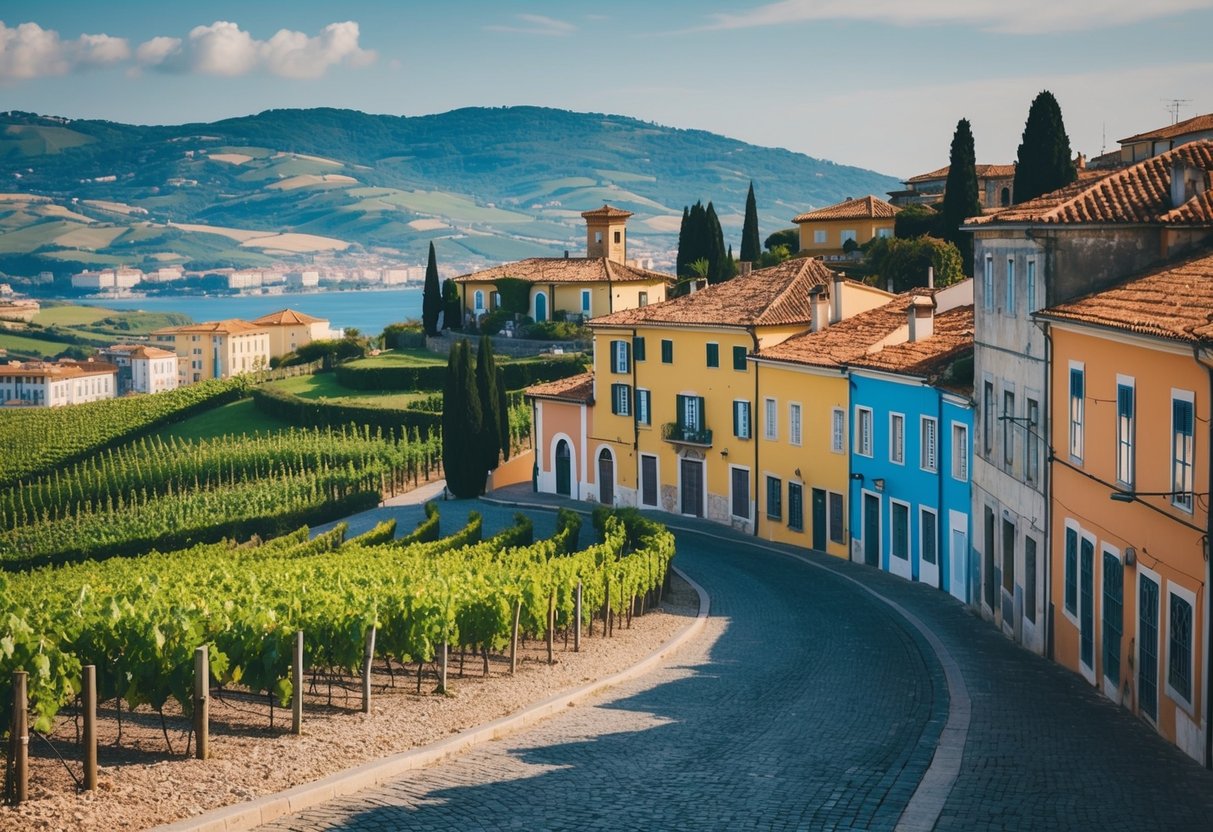 A picturesque Italian villa with rolling hills and vineyards, or a charming Portuguese seaside town with colorful buildings and cobblestone streets