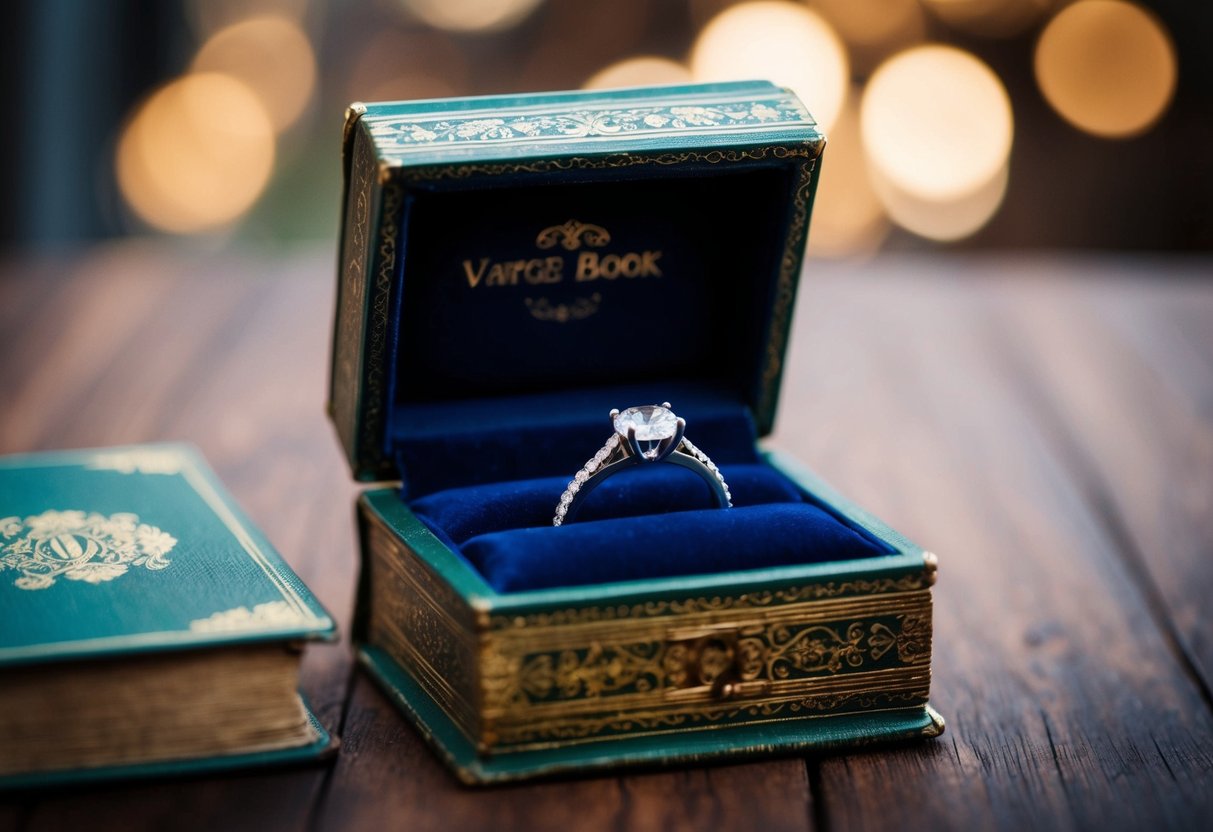 A wedding ring hidden inside a secret compartment of a vintage book