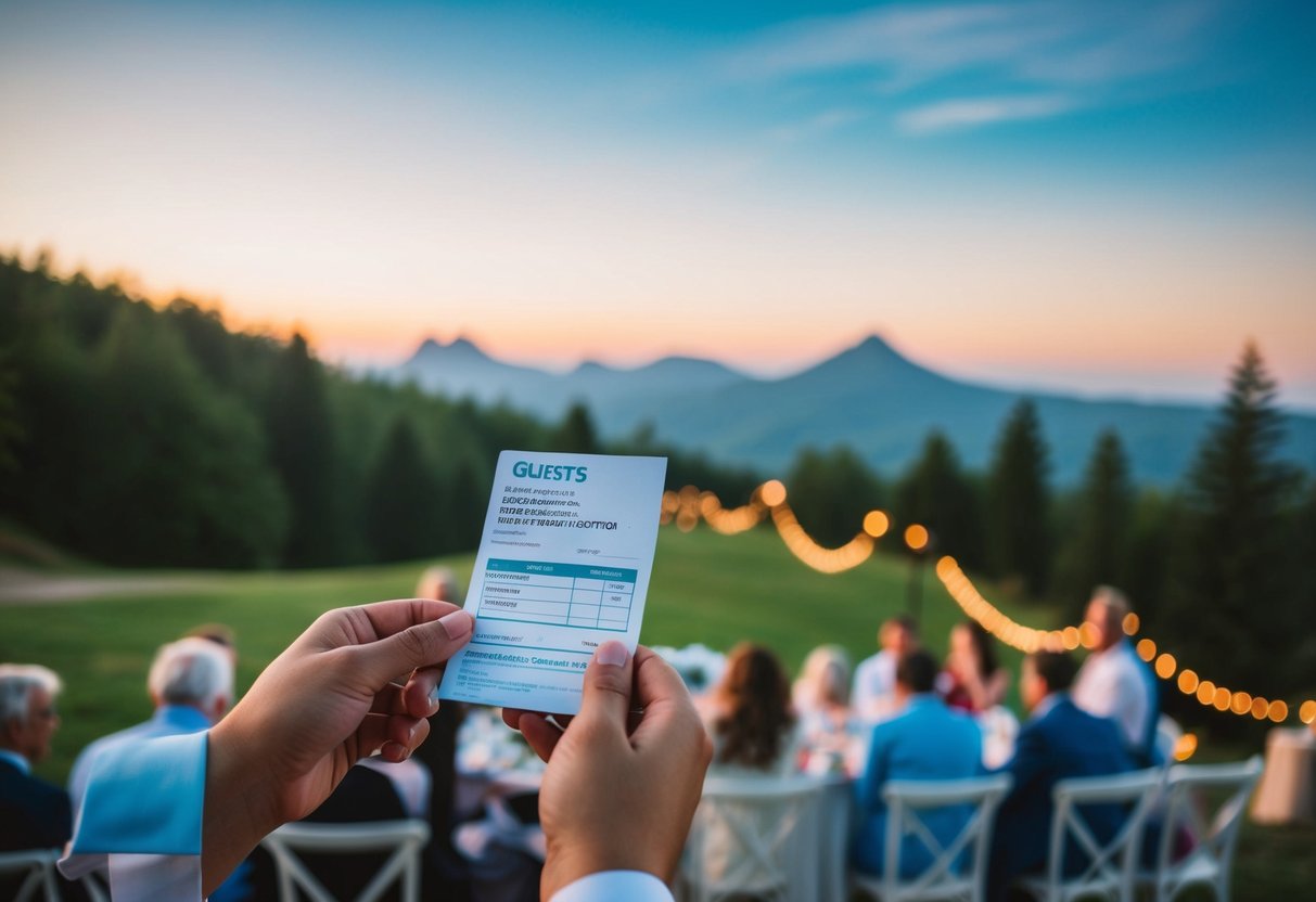 Guests pay for accommodation, travel, and wedding activities at a scenic destination