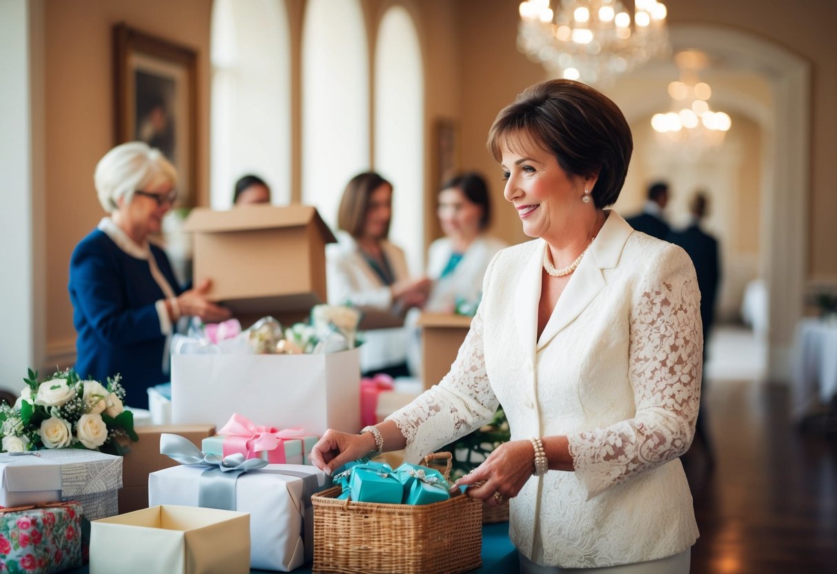 The mother of the bride traditionally oversees the packing and transportation of gifts and leftover items from the wedding venue.