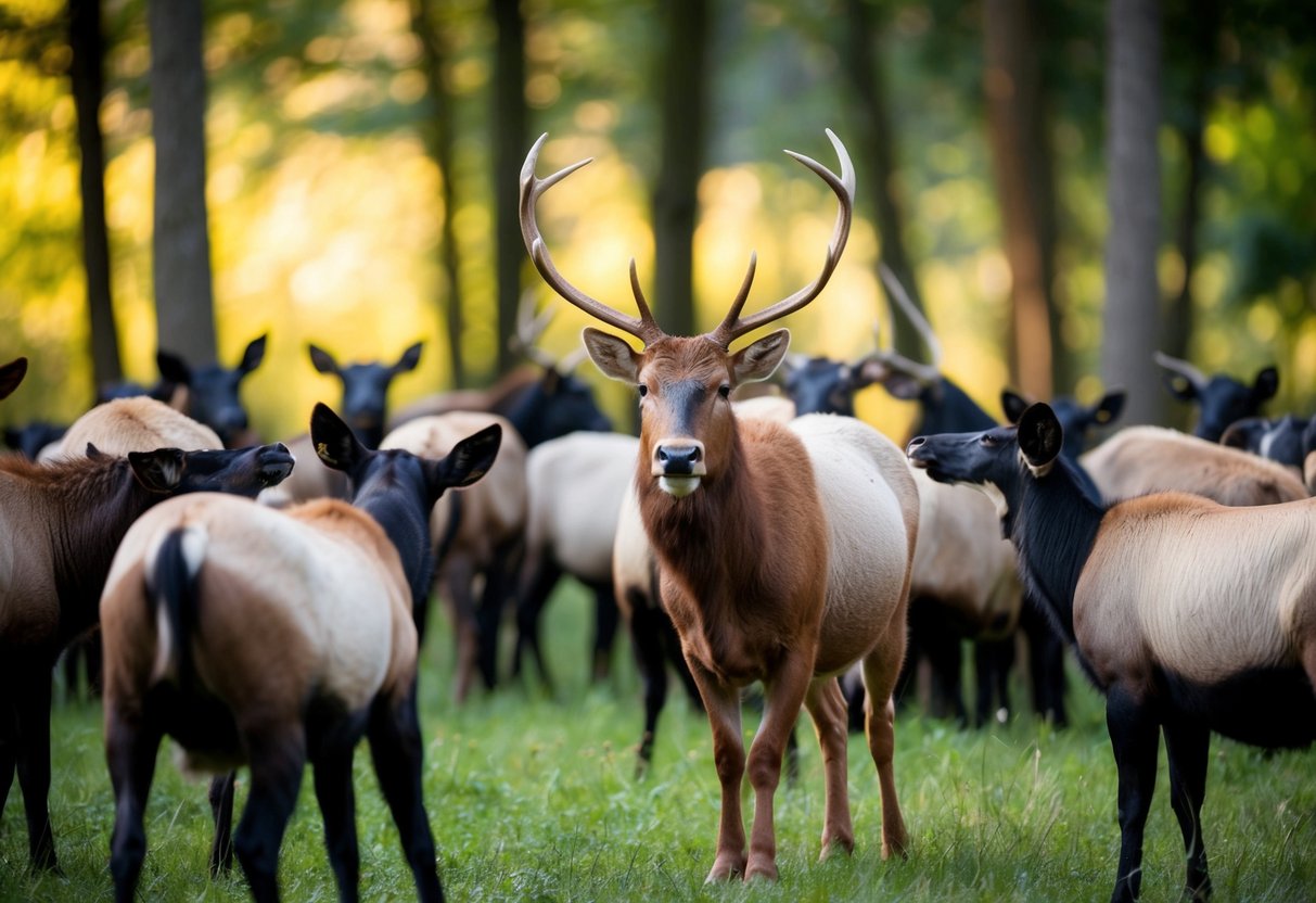 A group of animals gathering in the forest, one animal eagerly raising its hoof to request a stag party