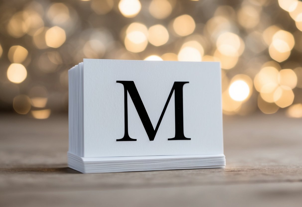 A stack of RSVP cards with a blank space for the letter "M" to be filled in