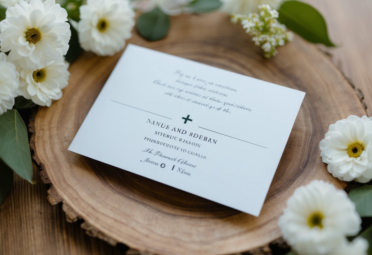 A wedding invitation with a blank space for the guest's name and a plus one option