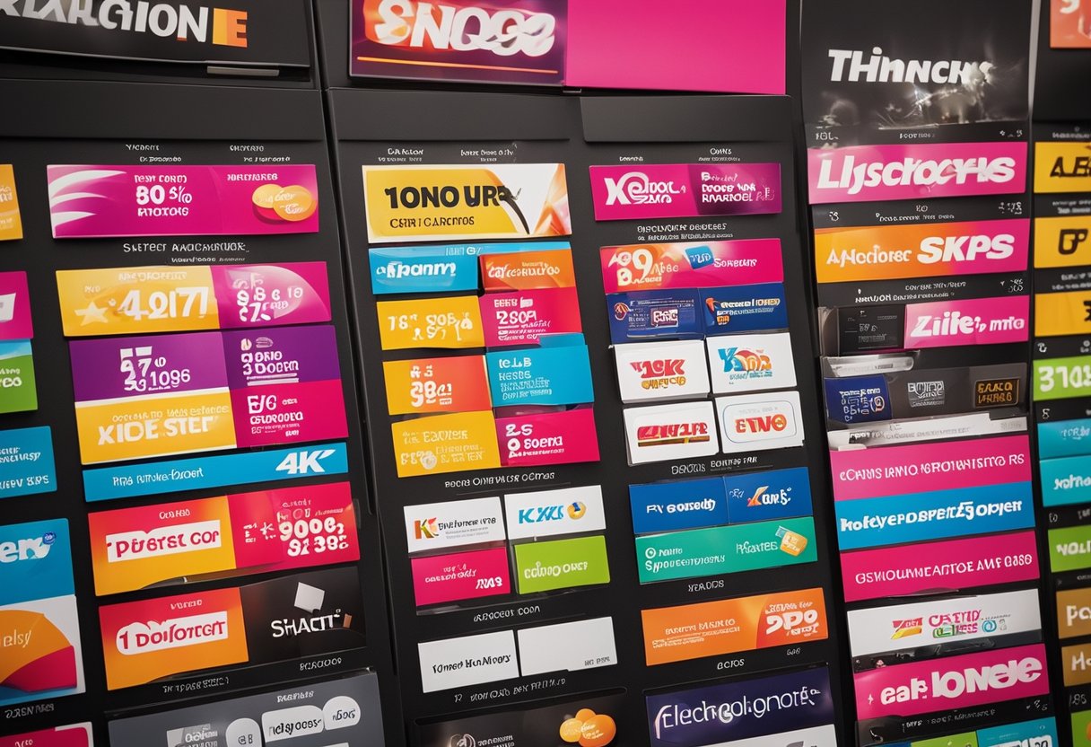 A colorful display of loyalty program cards and promotional offers at a Kmart store in New Zealand