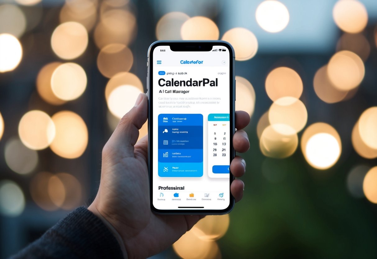 A smartphone displaying the CalendarPal app with AI task manager features