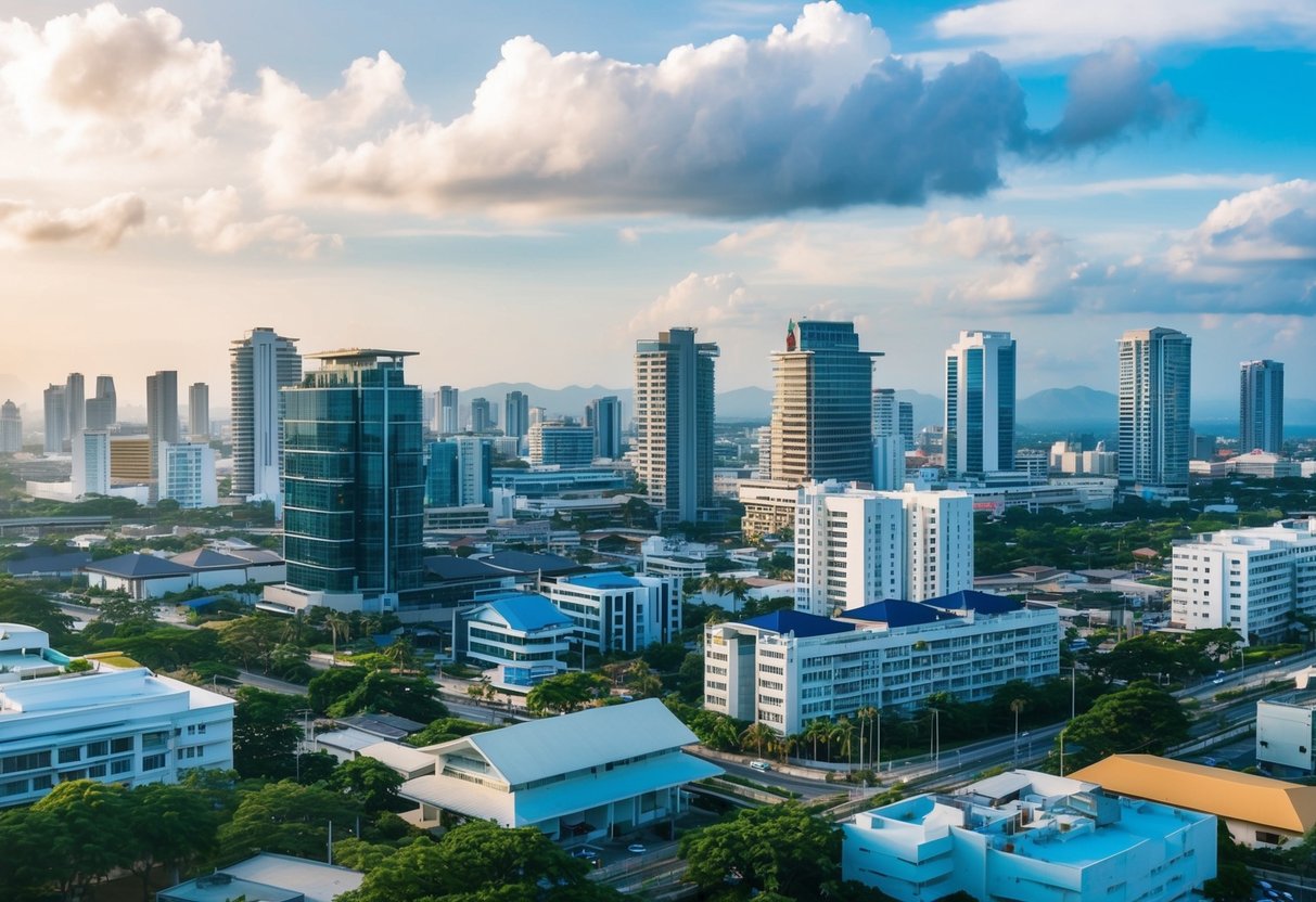 A bustling cityscape in Cebu, with modern infrastructure and various real estate properties, showcasing the dynamic real estate market and potential investment opportunities