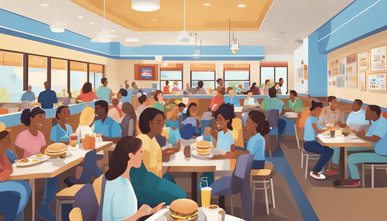 A bustling IHOP restaurant filled with diverse customers enjoying breakfast together, showcasing the impact and loyalty of IHOP's customer base