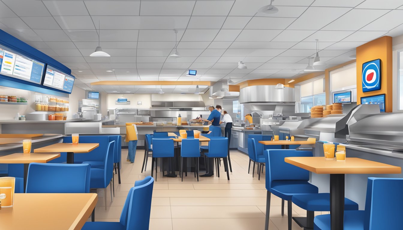 An IHOP restaurant with a bustling 24/7 service, featuring modern technology and efficient processes to meet customer demand