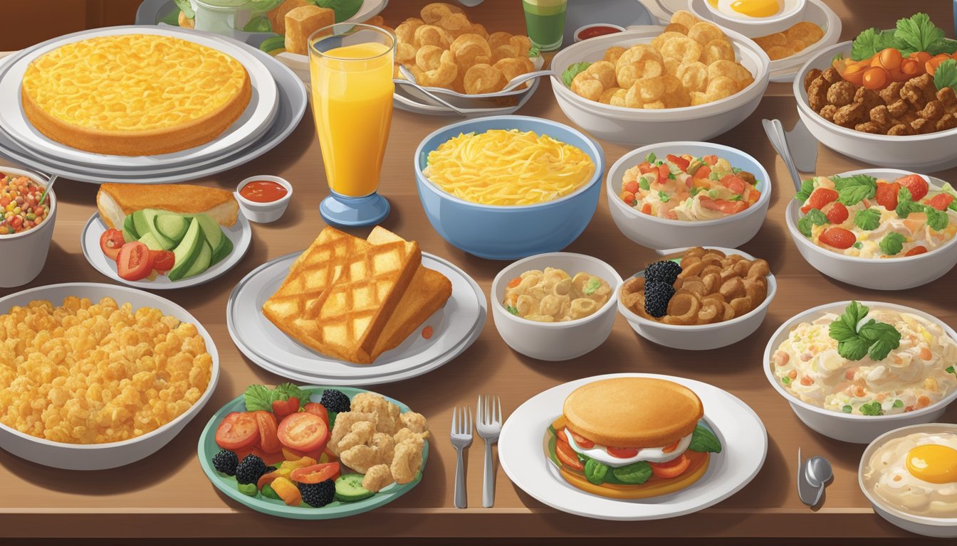 A colorful array of breakfast dishes from around the world fills the buffet tables at Golden Corral, showcasing a variety of flavors and ingredients to accommodate diverse dietary preferences