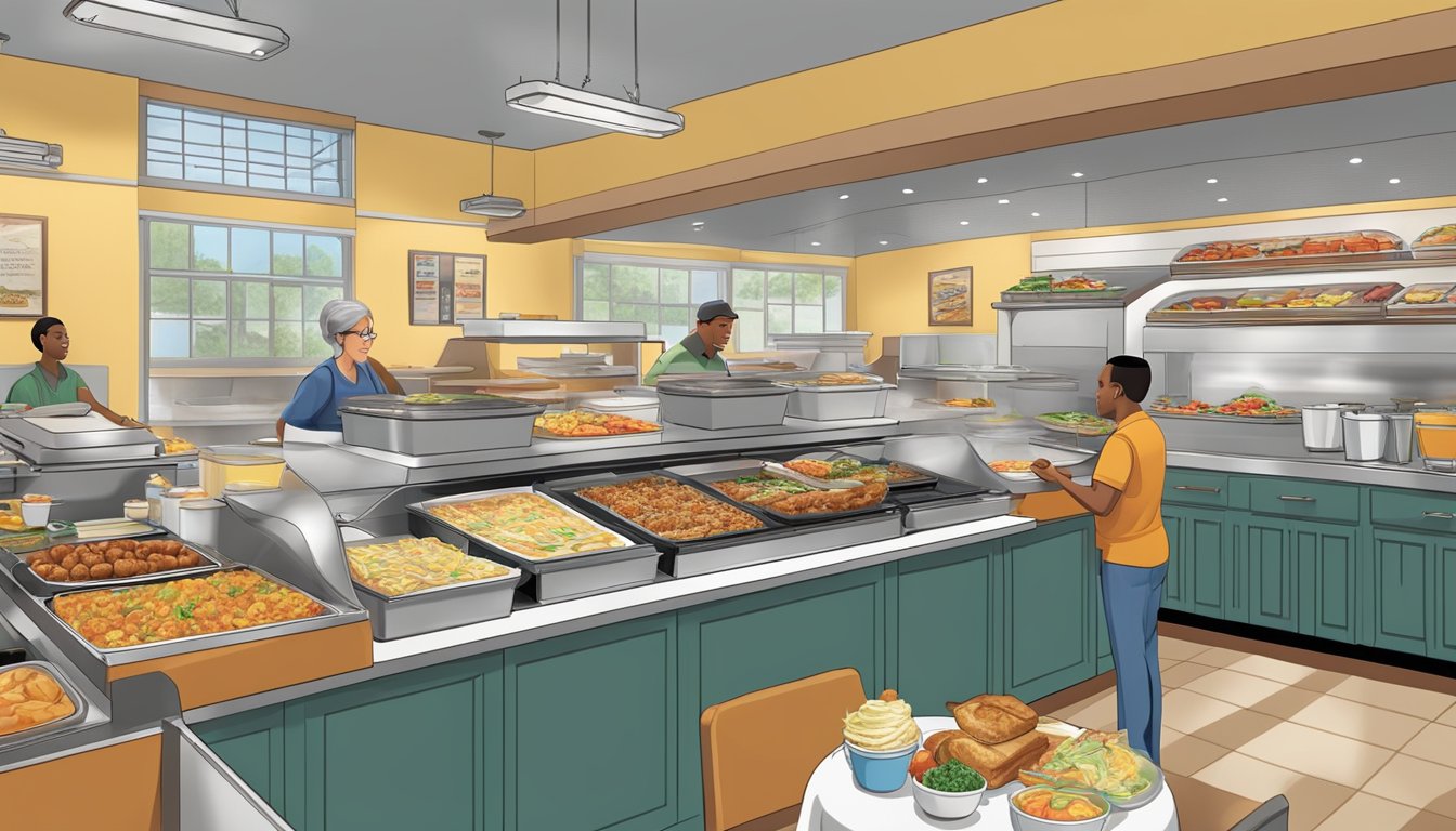 A bustling breakfast buffet at Golden Corral, with a wide array of customizable dishes and made-to-order options to accommodate dietary trends