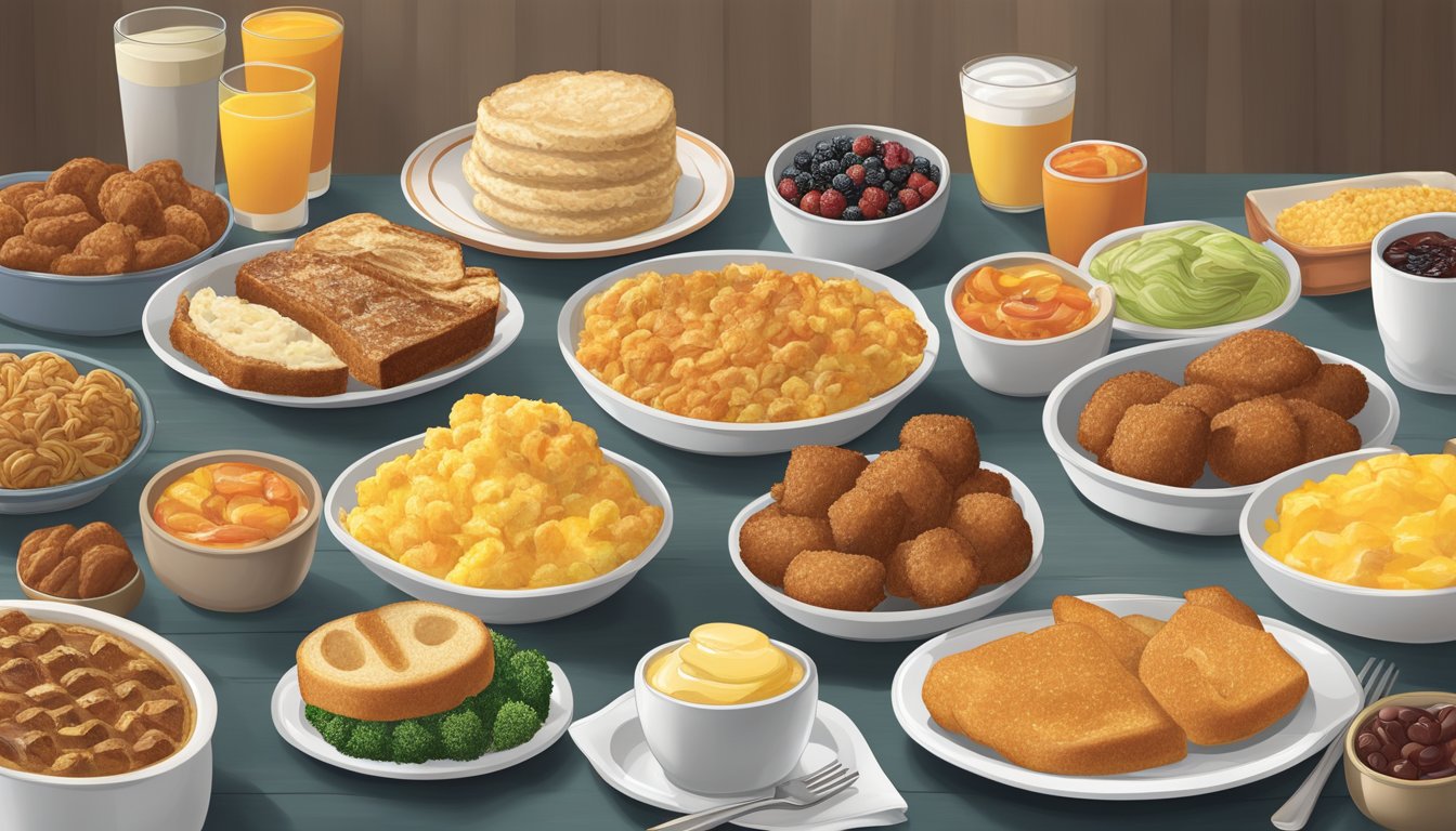 Golden Corral's breakfast spread features a variety of options, including gluten-free, vegetarian, and low-carb dishes to accommodate dietary preferences and restrictions