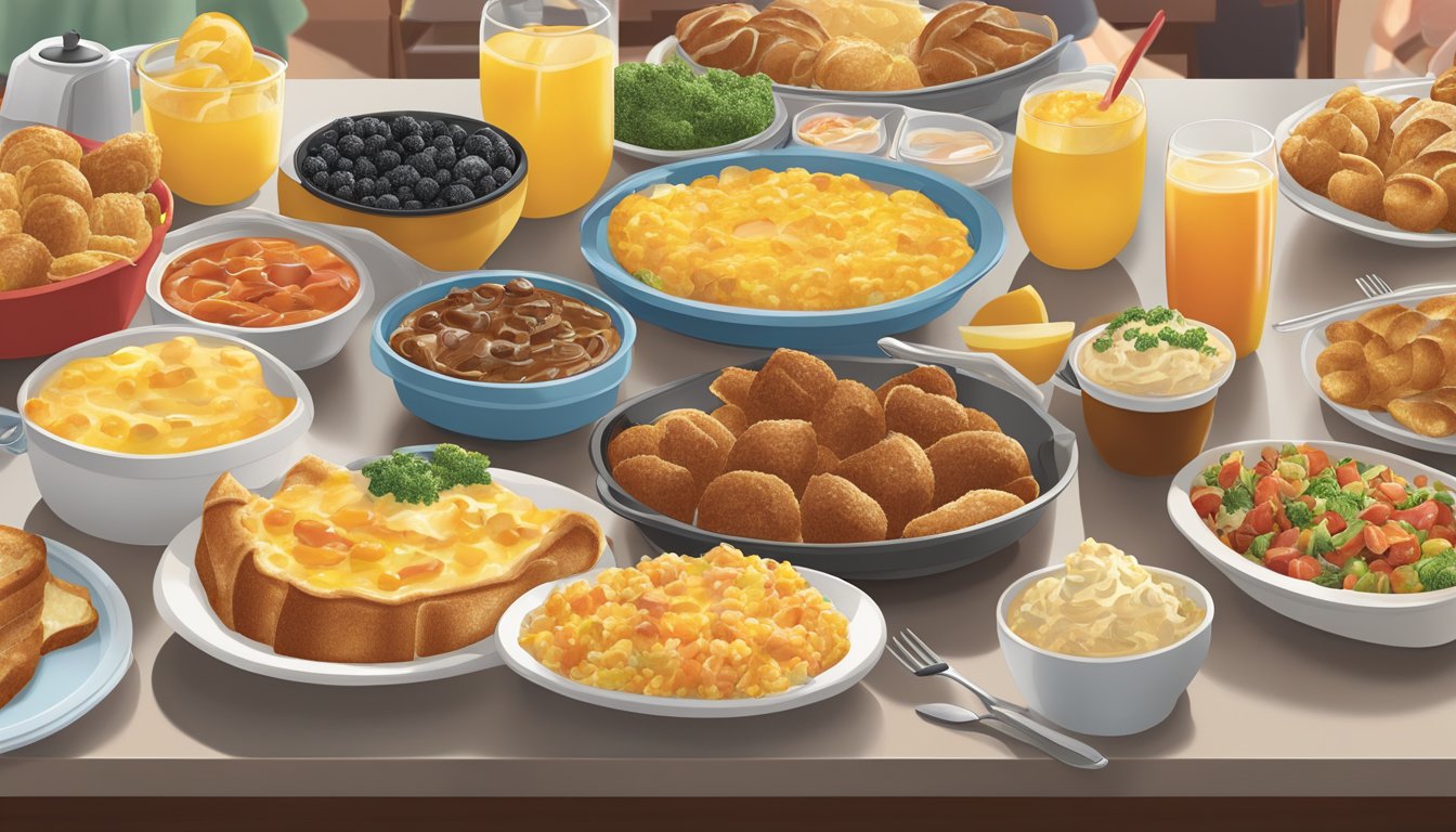 A bustling breakfast buffet at Golden Corral, featuring a variety of innovative and trend-setting menu items