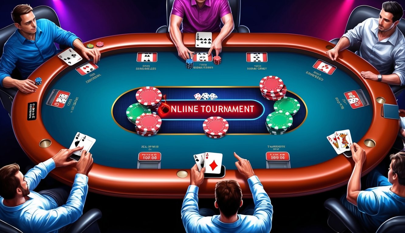 Turnamen poker online yang semarak dengan pemain bersaing di meja digital