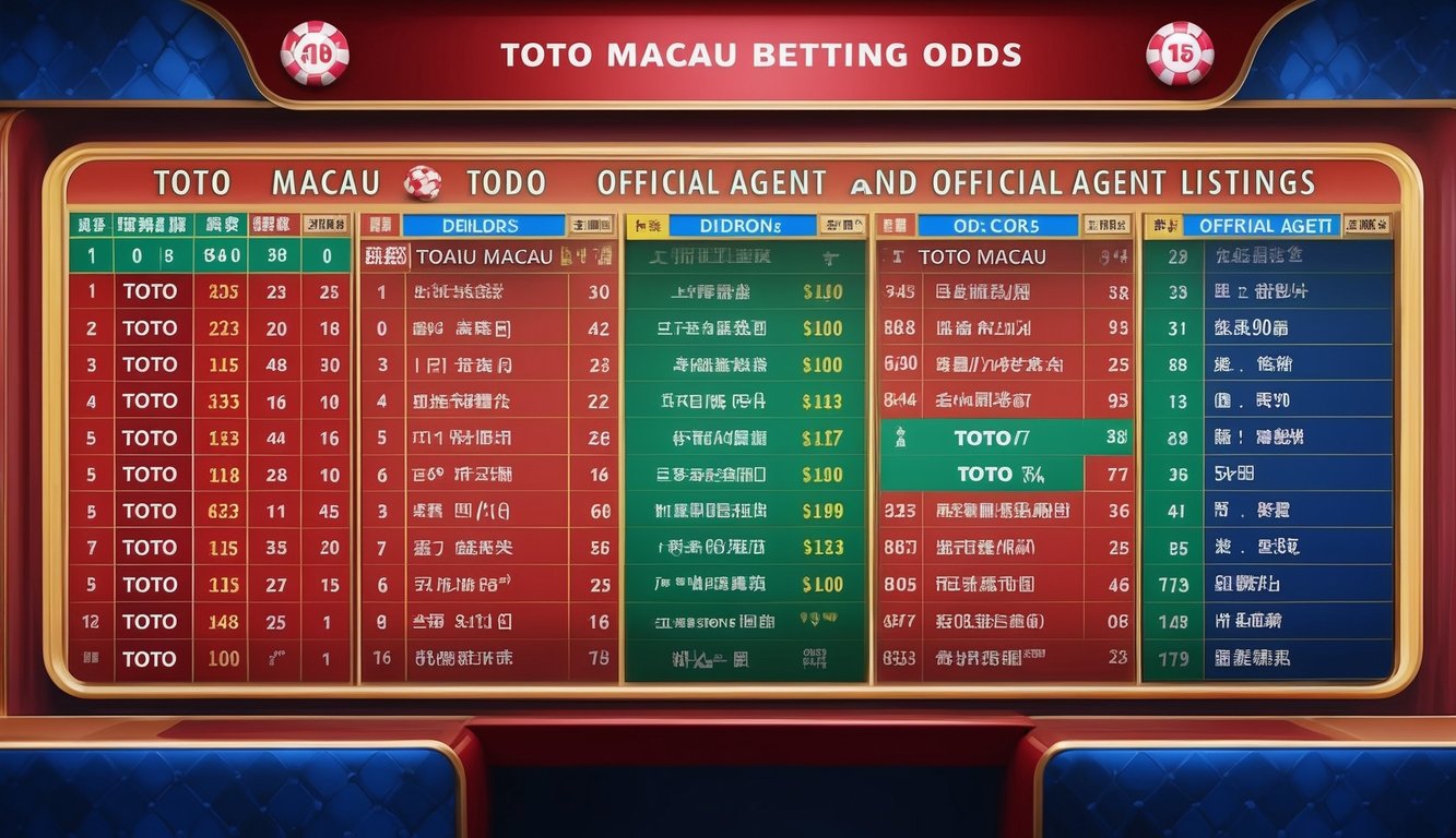 Tampilan berwarna-warni dari odds taruhan toto macau dan daftar agen resmi