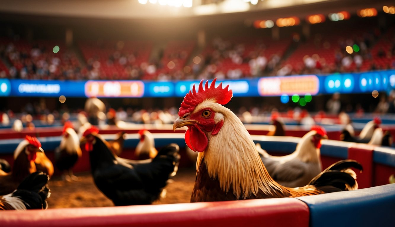 Arena sabung ayam online yang ramai dengan berbagai opsi taruhan