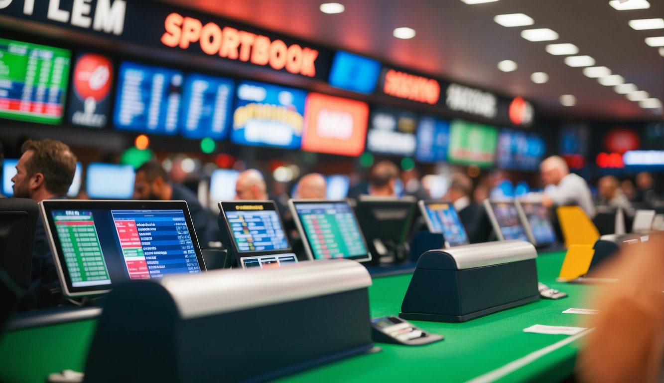 Sebuah sportsbook yang ramai dengan berbagai pasar taruhan