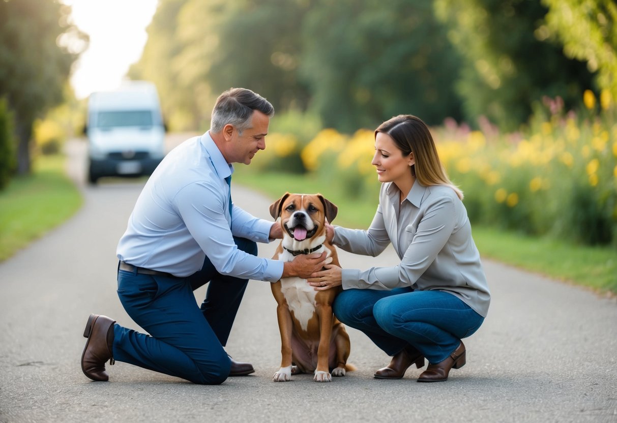 A dog owner seeking help from a professional trainer, with a mature dog struggling with house training