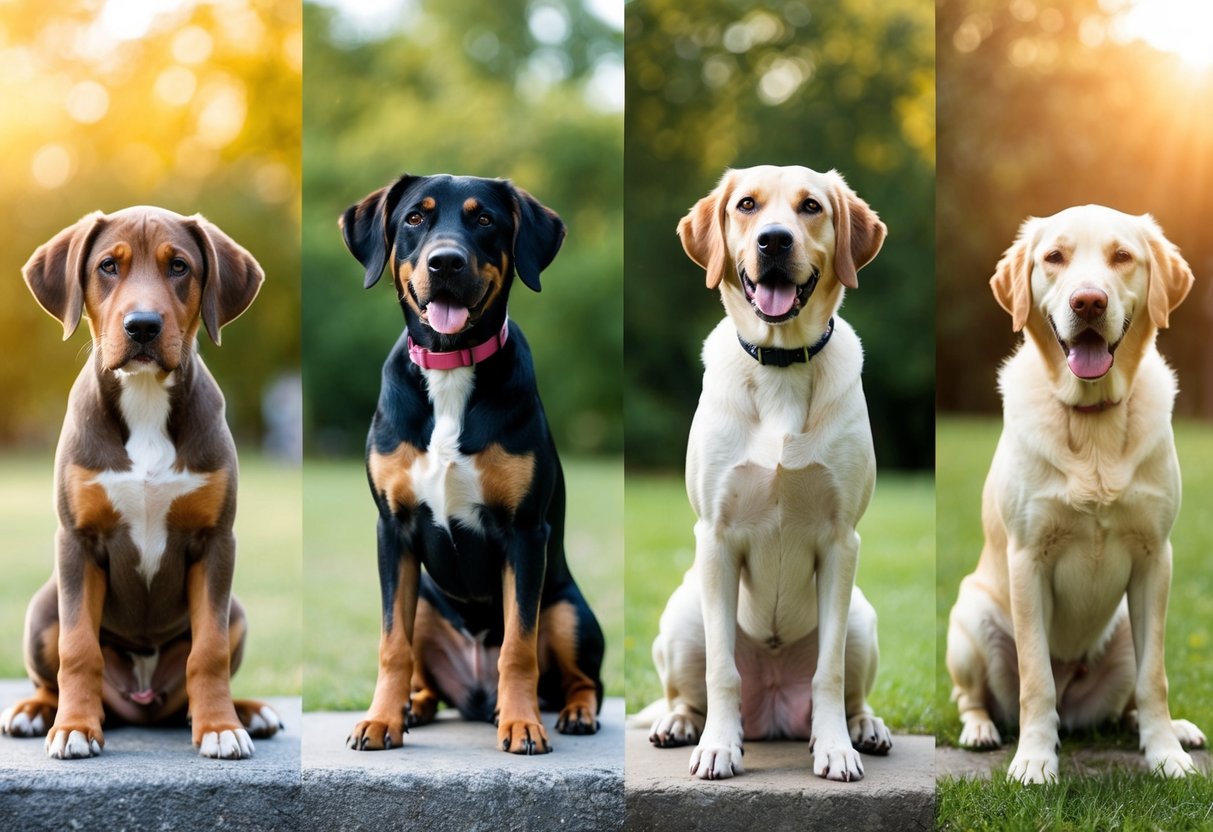 A series of dogs at different ages, from puppy to senior, showcasing the various life stages of a dog