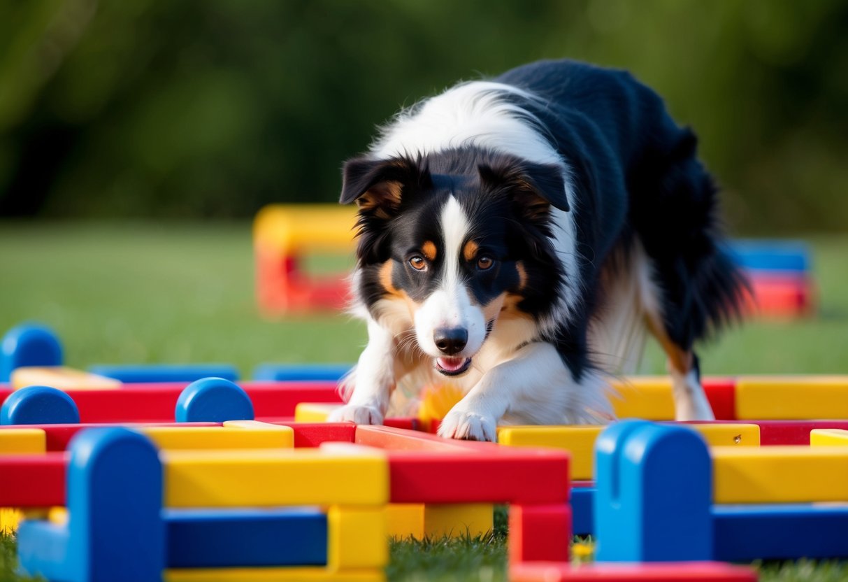 A border collie solving complex puzzles and navigating an obstacle course