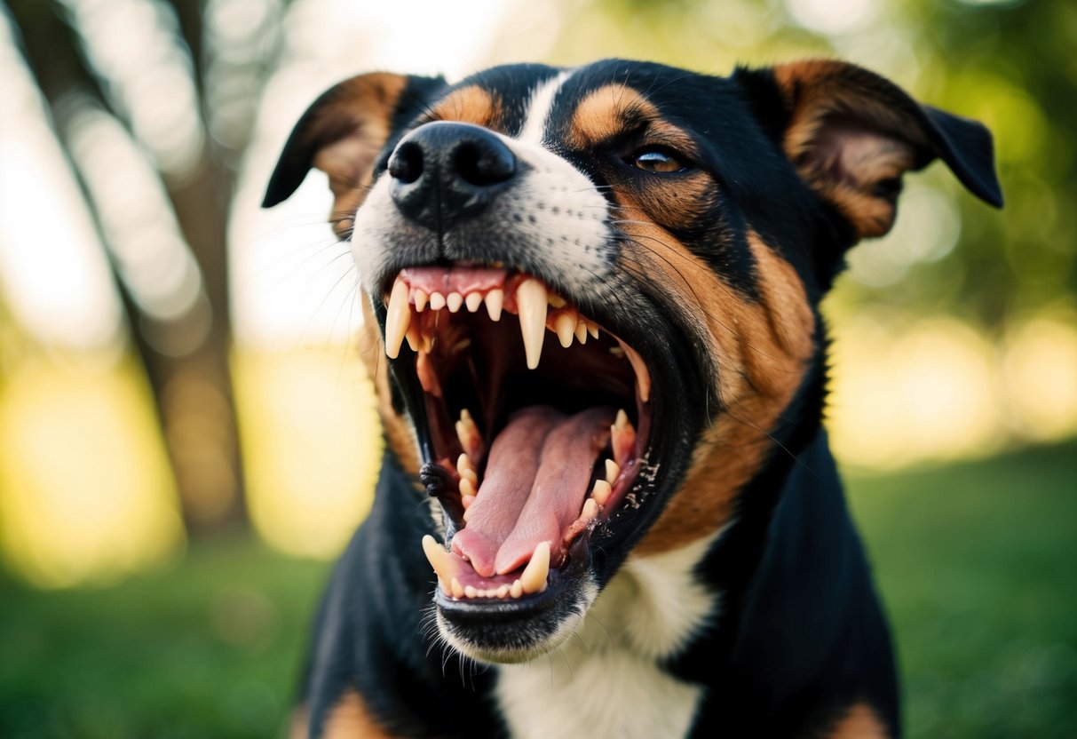 A snarling, aggressive dog baring its teeth