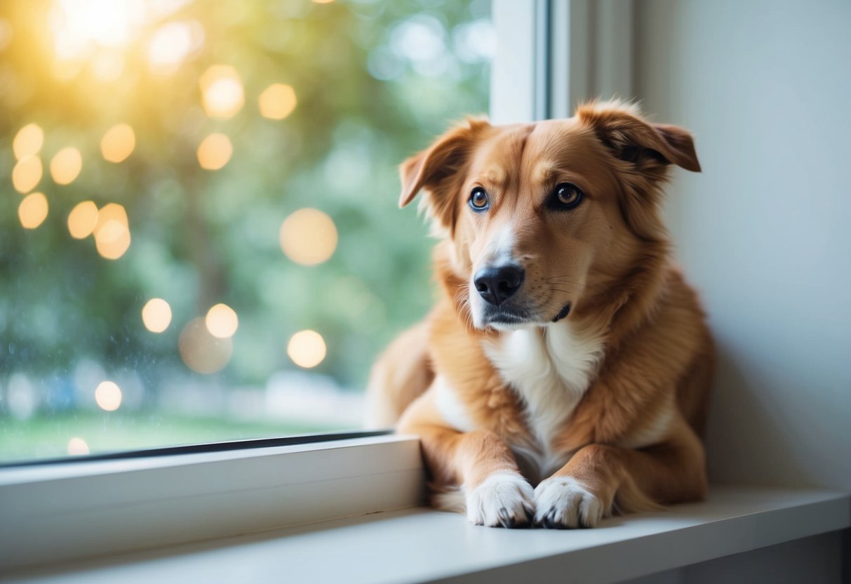 A loyal dog sits patiently by the window, gazing out with hopeful eyes, waiting for its forever owner to come and adopt it